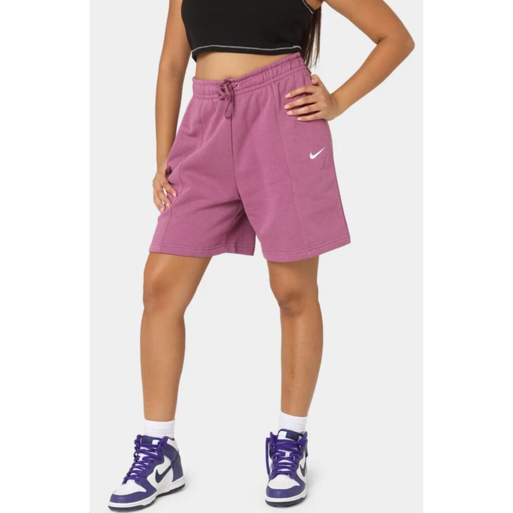 Nike Essentials Women's Shorts High Rise Fleece Inseam 6 In DM6123-100 Purple XS